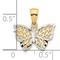 10K Gold & Rhodium Plated Butterfly Charm Pendant Jewelry 14mm x 16mm